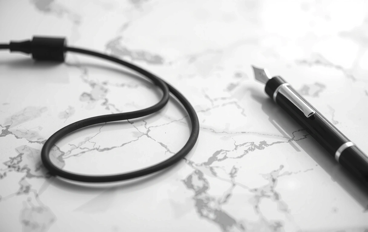 Cavo in fibra ottica su marmo di Carrara